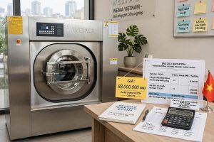 Các yếu tố ảnh hưởng giá máy giặt công nghiệp Weima - dung lượng cấu hình điều khiển lắp đặt